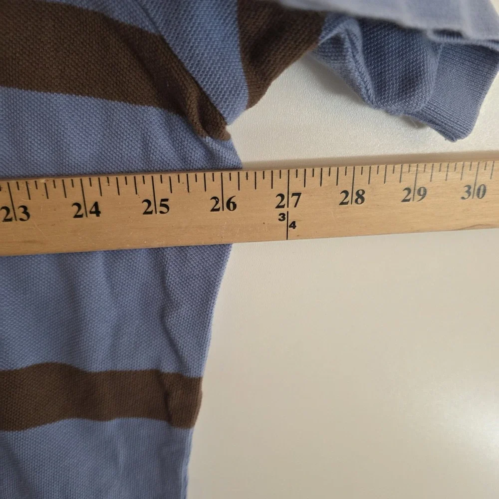 Vintage Polo Ralph Lauren Polo Shirt Blue Brown Striped Short Sleeve Mens 2XL